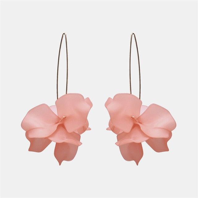 New Korea Fashion Pink Resin Beaded Drop Earrings