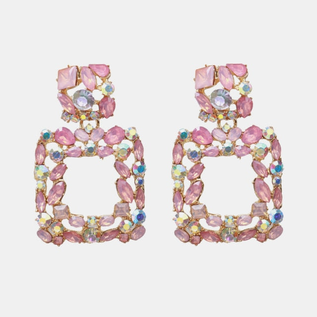 New Korea Fashion Pink Resin Beaded Drop Earrings