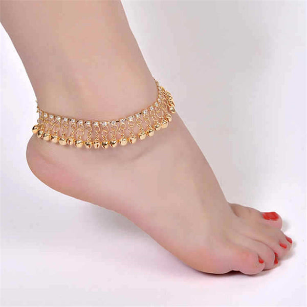 Fashion Gold Silver Color Ethnic Tassel Bell Anklets For Women