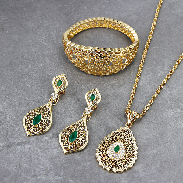 Women Earring Necklace Cuff Bracelet Wedding Jewelry Sets