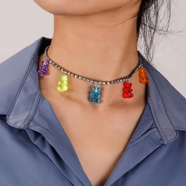 Candy Color Gummy Mini Bear Necklace