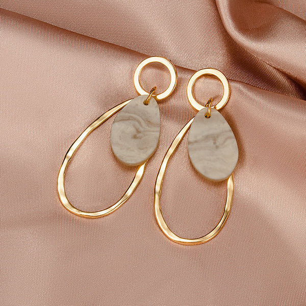 women White Cute Arcylic Geometric Dangle Drop Gold Earings