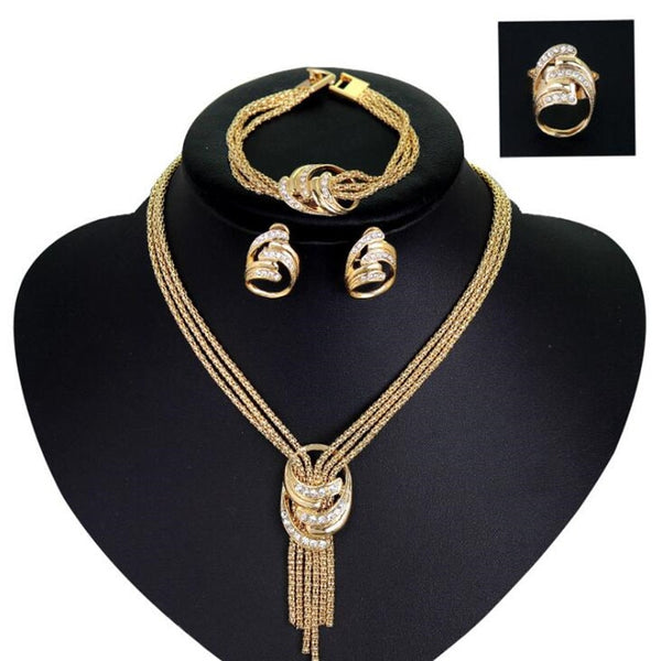 Wedding Twist Choker Necklace Bridal Dubai Gold Color Jewellery Sets