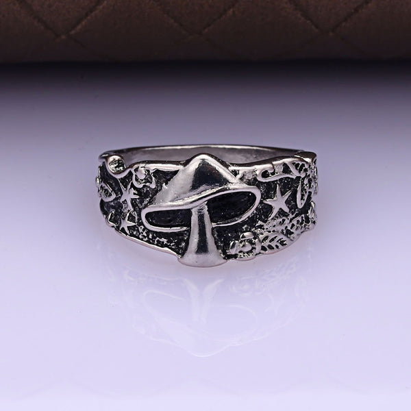 Wild Mushroom Star Flower Pattern Rings for Men and Women