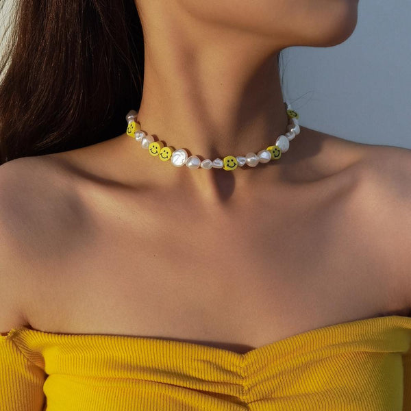 Korean irregular Imitation Pearl Choker Necklace