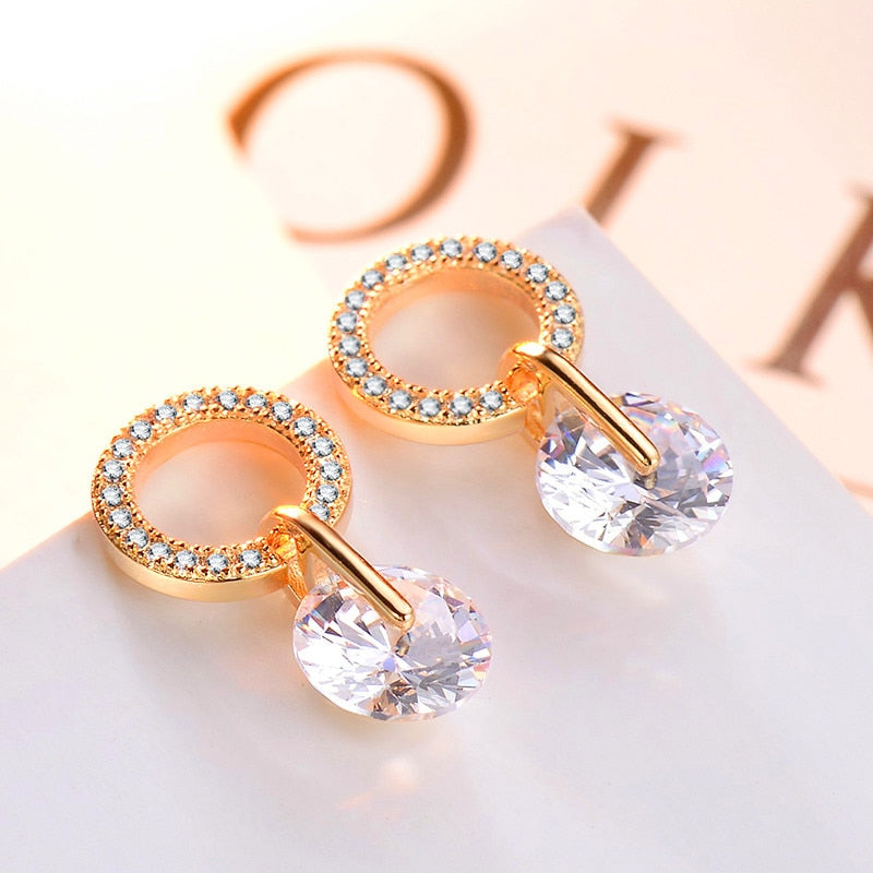 Brilliant Cubic Zirconia Women Drop Earrings