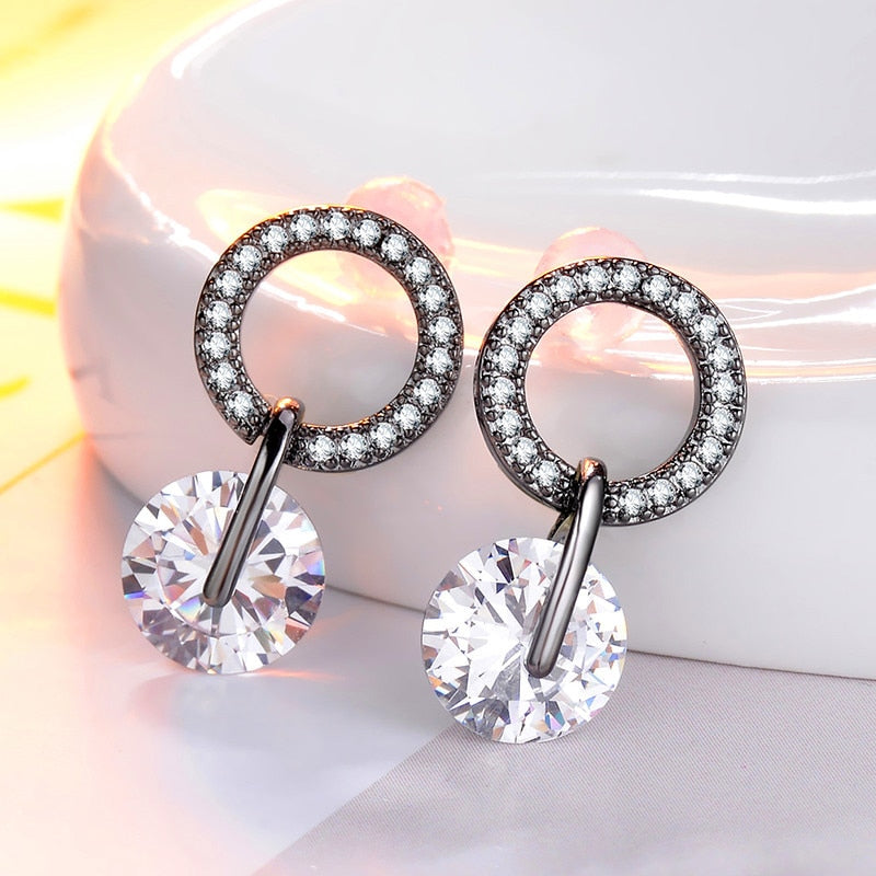 Brilliant Cubic Zirconia Women Drop Earrings