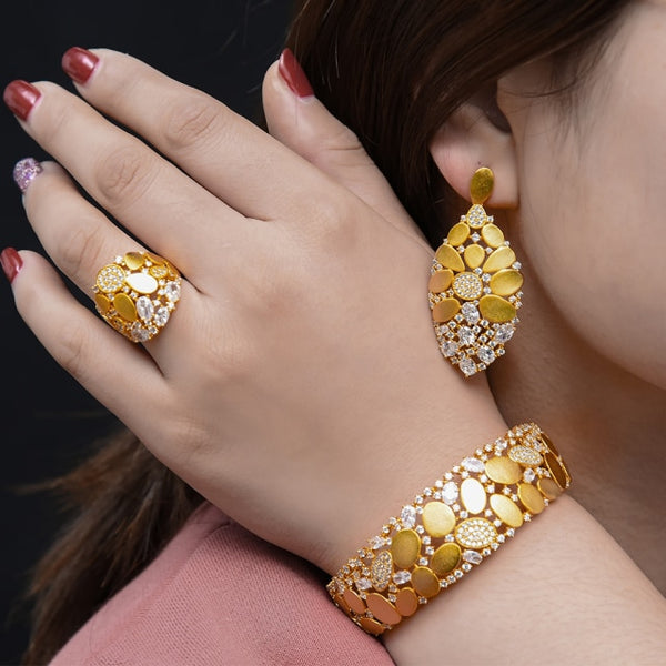 3PC Bracelet Ring Earring Set For Women