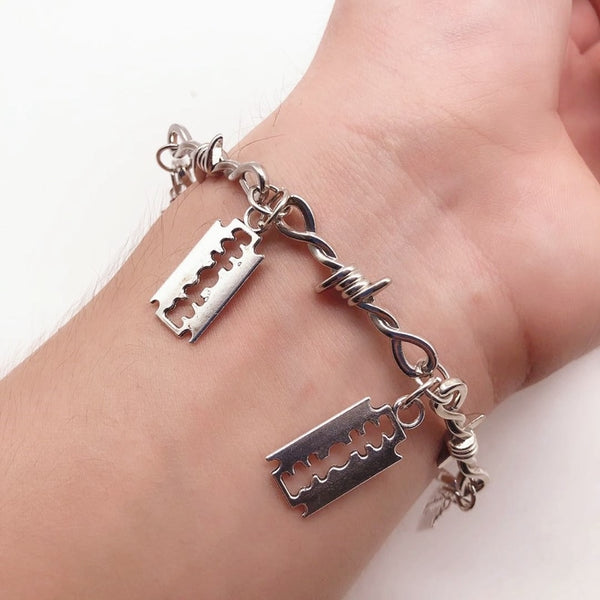 Women Hip-hop Gothic Punk Blade Barbed Wire Little Thorns Bracelet