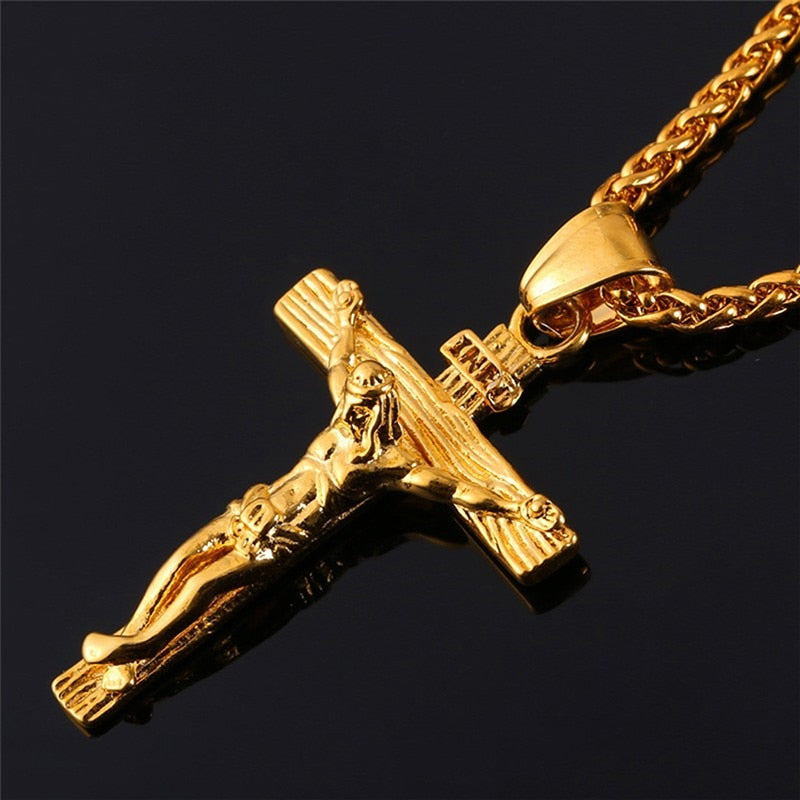 Cross INRI Crucifix Jesus Piece Pendant & Necklace