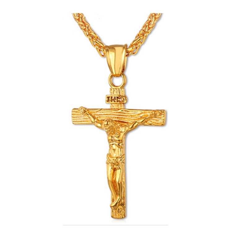 Cross INRI Crucifix Jesus Piece Pendant & Necklace