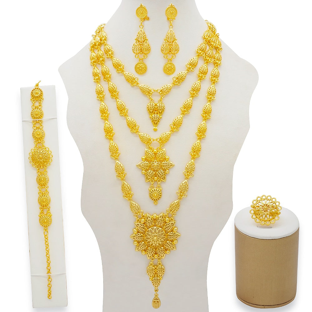 24K Jewelery Gold Necklace & Earring Set