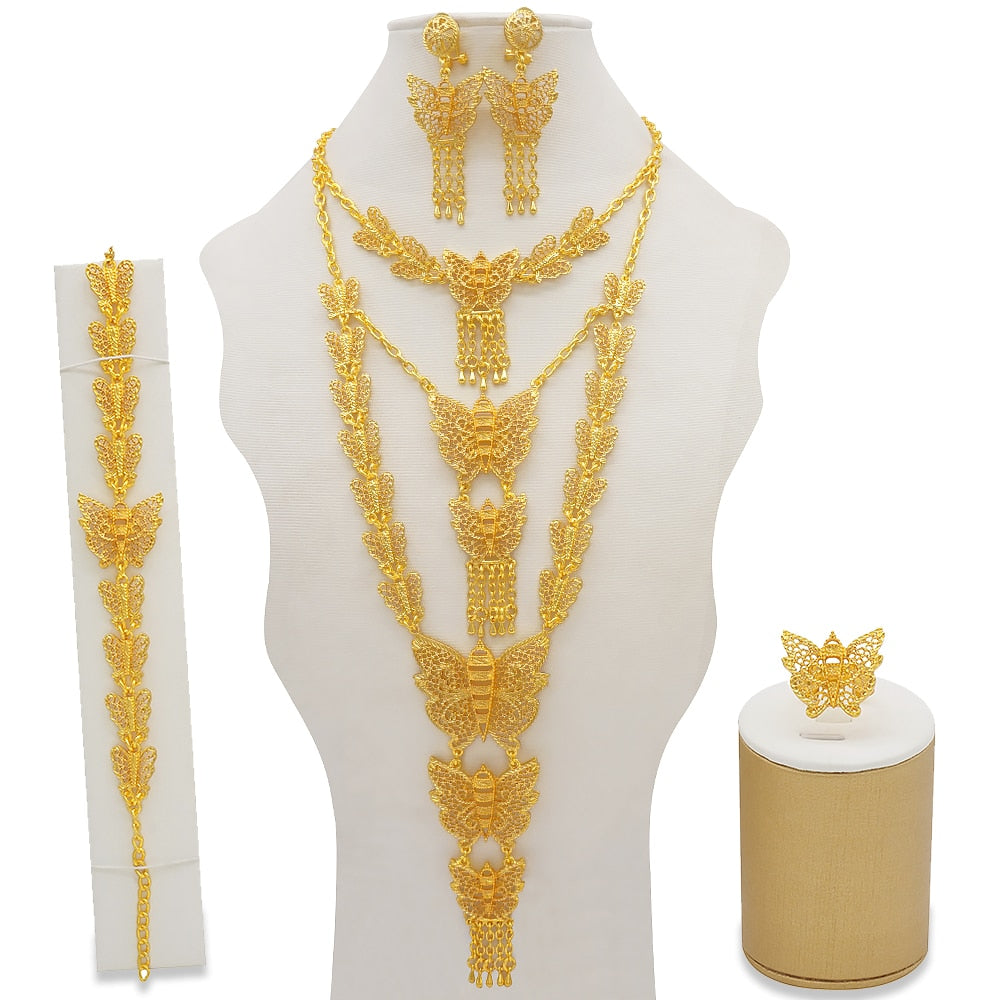 24K Jewelery Gold Necklace & Earring Set