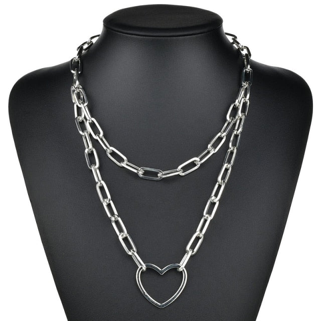 Cute Simple Chain Link Lock Necklace Pendant