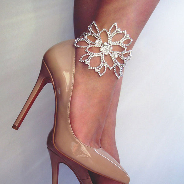 Rhinestone Crystal Hollow Flower Shinning  Embroidered Bracelet And Anklet