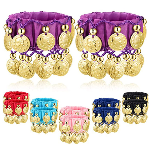 1 Pair Belly Dance Wrist Ankle Cuffs Bracelets