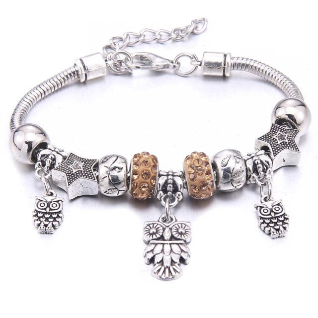 dragonfly owl Shape Crystal Charm Bracelets – Gofaer Finds store!