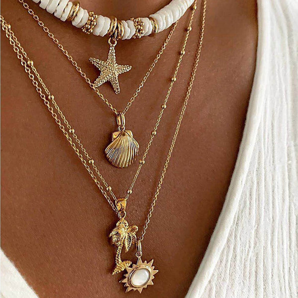 Necklace for Women Fashion Soft Pottery Starfish Shell Pendant