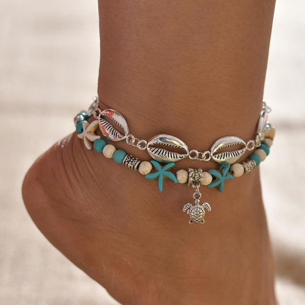 Anklets For Female  Cute Turtle Pendant With Sea Blue Color Design