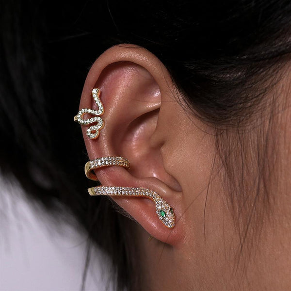 women gold color snake CA stone accessorries charm earring