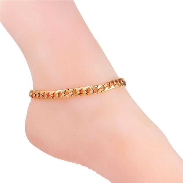 Gold Silver Plated Stainless Steel Anklet Beach Jewelry