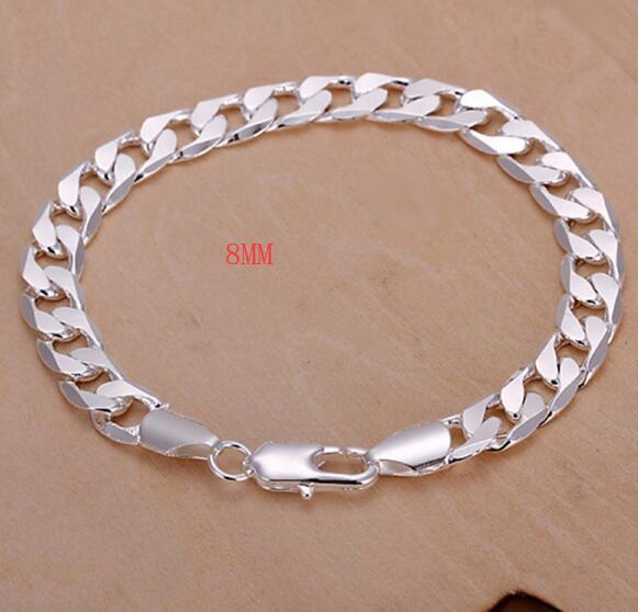 men women Chain LINK noble solid Silver  Bracelet