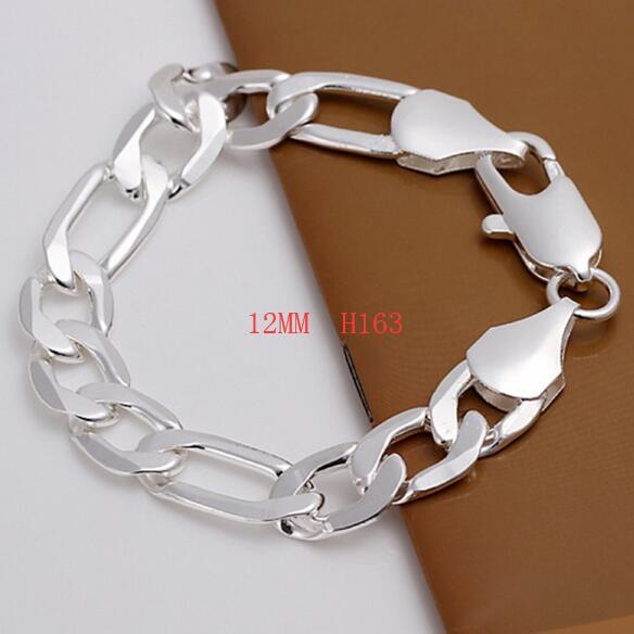 men women Chain LINK noble solid Silver  Bracelet