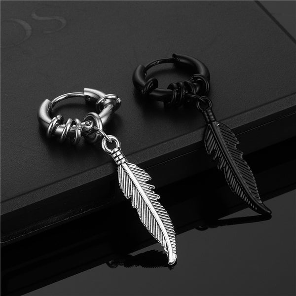 1 piece Fashion Cross feather Stud Earrings