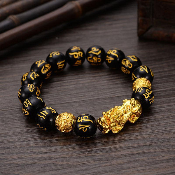 12mm Polished Motto Beads Buddhism Bangle