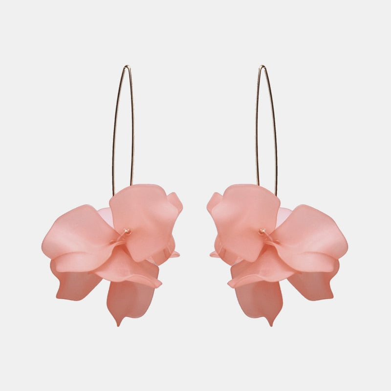 New Korea Fashion Pink Resin Beaded Drop Earrings