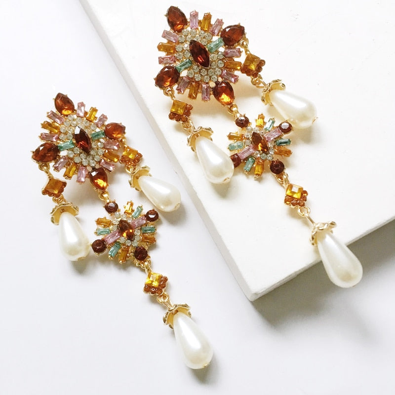 New Korea Fashion Pink Resin Beaded Drop Earrings