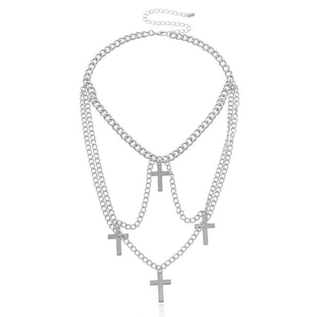 Fashion Gothic Cross Pendant Choker Necklace