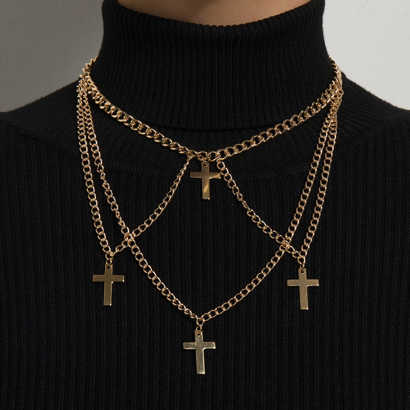 Fashion Gothic Cross Pendant Choker Necklace