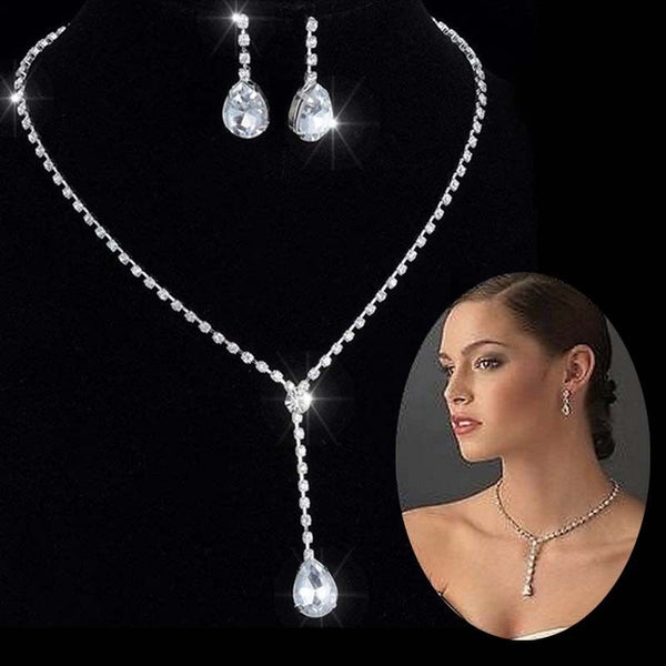 Rhinestone Crystal NECKLACE+EARRINGS SET