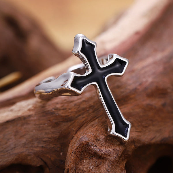 Vintage Style Antique Cross Retro Male Boho Viking Ring