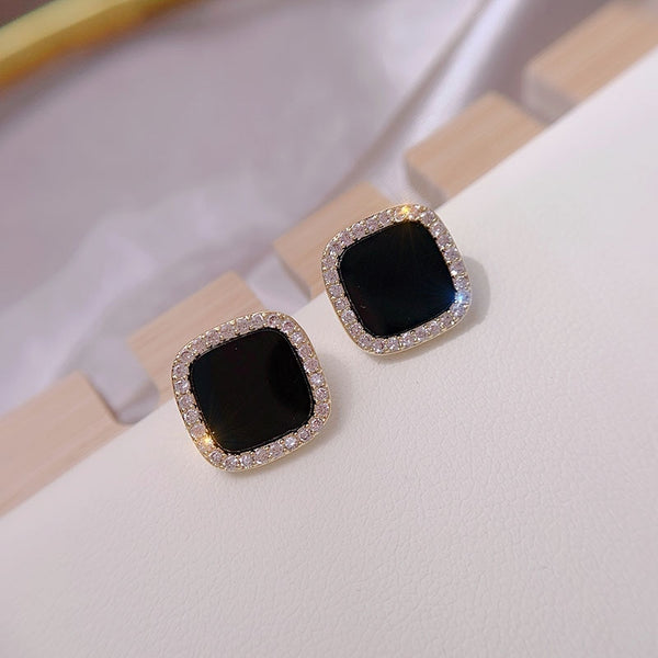 Trend Elegant Pave Zircon Geometric Square Stud Earrings