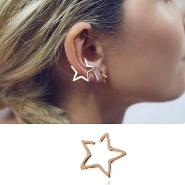 1PCS Fashion Gold Color Ear Cuffs Star Clip Earrings for Women