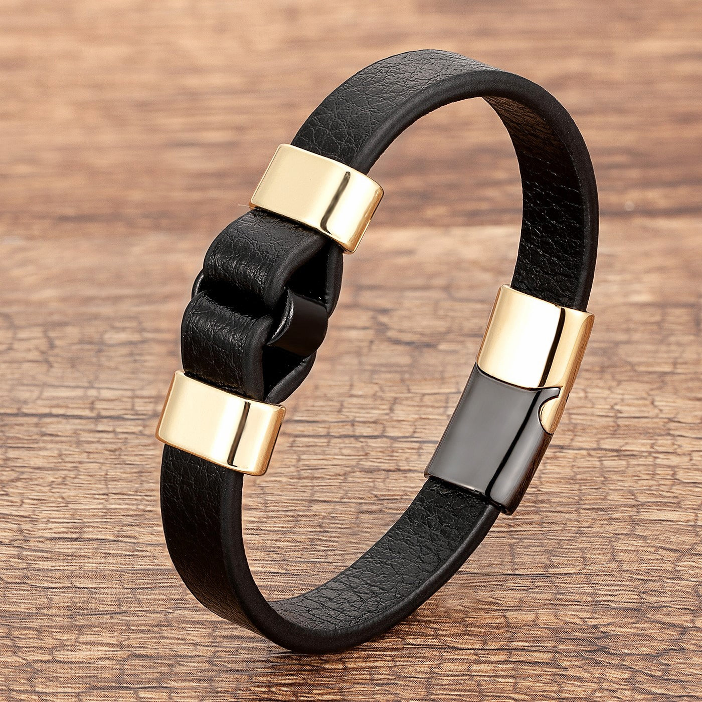 Black Gold Magnetic Clasp Vintage Bangles Men's