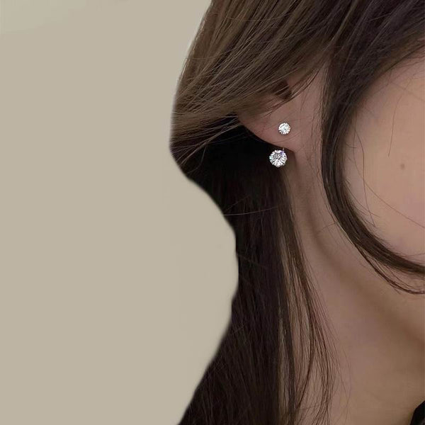 Fashion Zircon Front And Back Stud Earrings For Women