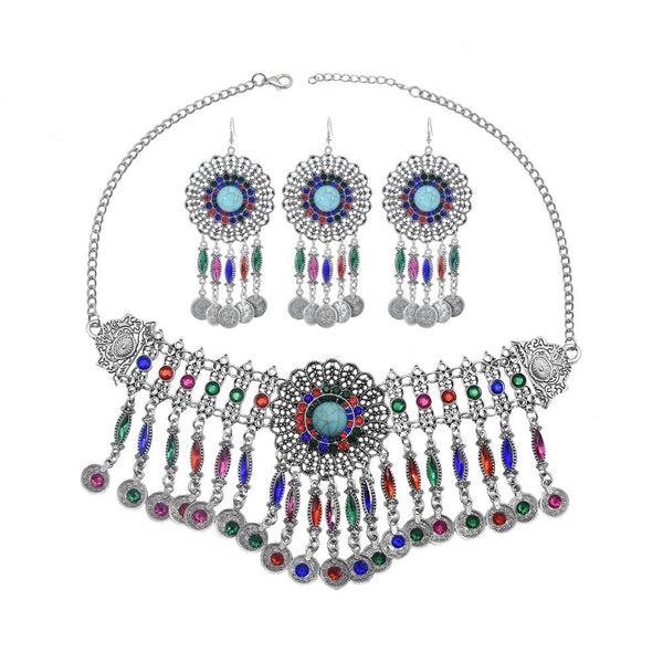 Boho Coin Long Tassel Statement Jewelry Sets