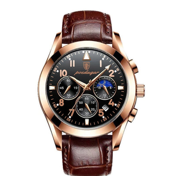 Fashion Waterproof Luminous Leather Luxury Mens Quartz Wristwatch