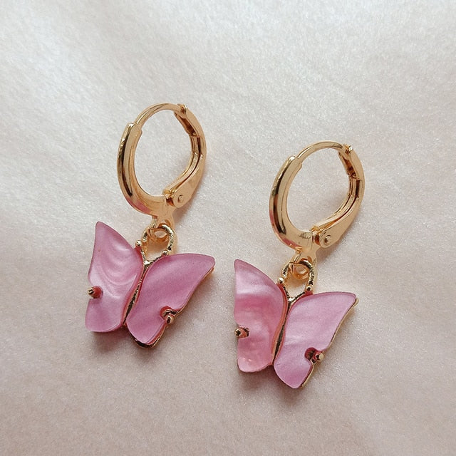 Korean Retro Acrylic Butterfly Earrings