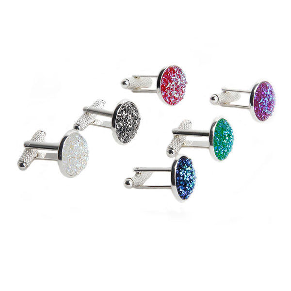 Simple Luxury Colorful Drusy Stone Cufflinks