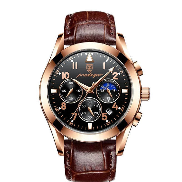 Fashion Leather Waterproof Luminous Top Brand Luxury Mens Quartz Wristwatch