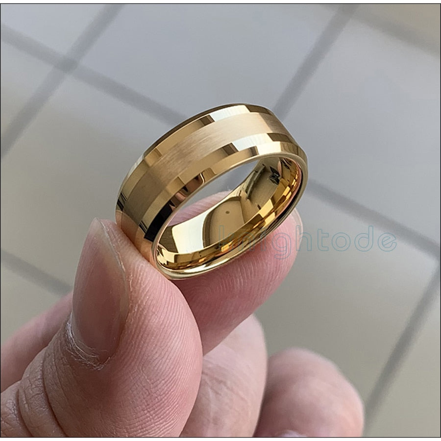 Gold Tungsten Carbide Wedding Band For Men Women