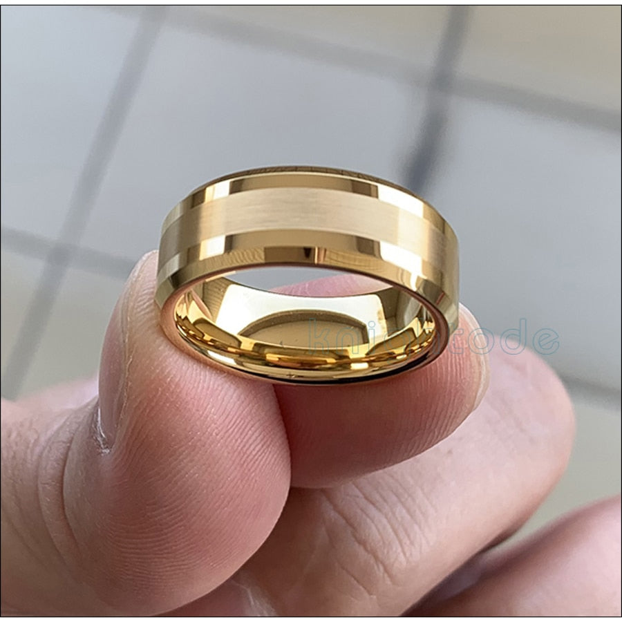 Gold Tungsten Carbide Wedding Band For Men Women