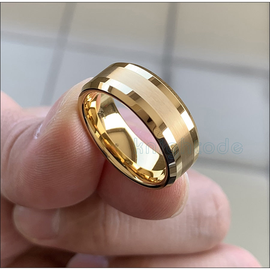 Gold Tungsten Carbide Wedding Band For Men Women