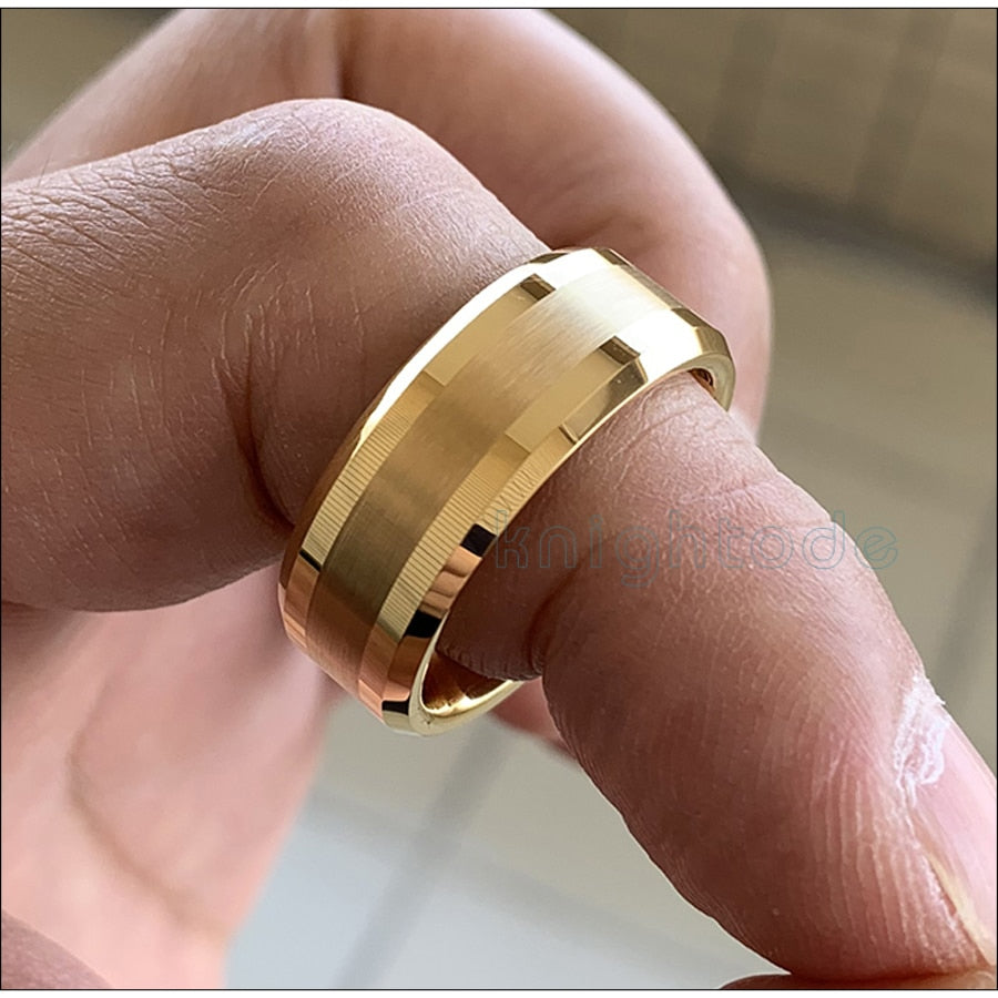 Gold Tungsten Carbide Wedding Band For Men Women