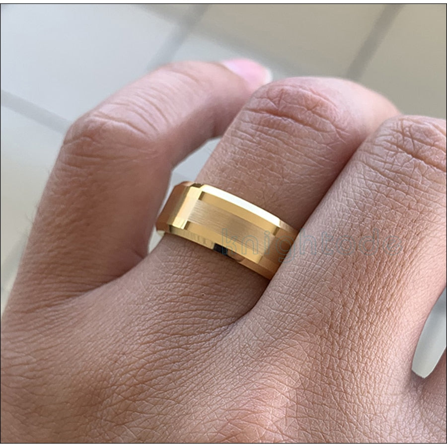 Gold Tungsten Carbide Wedding Band For Men Women