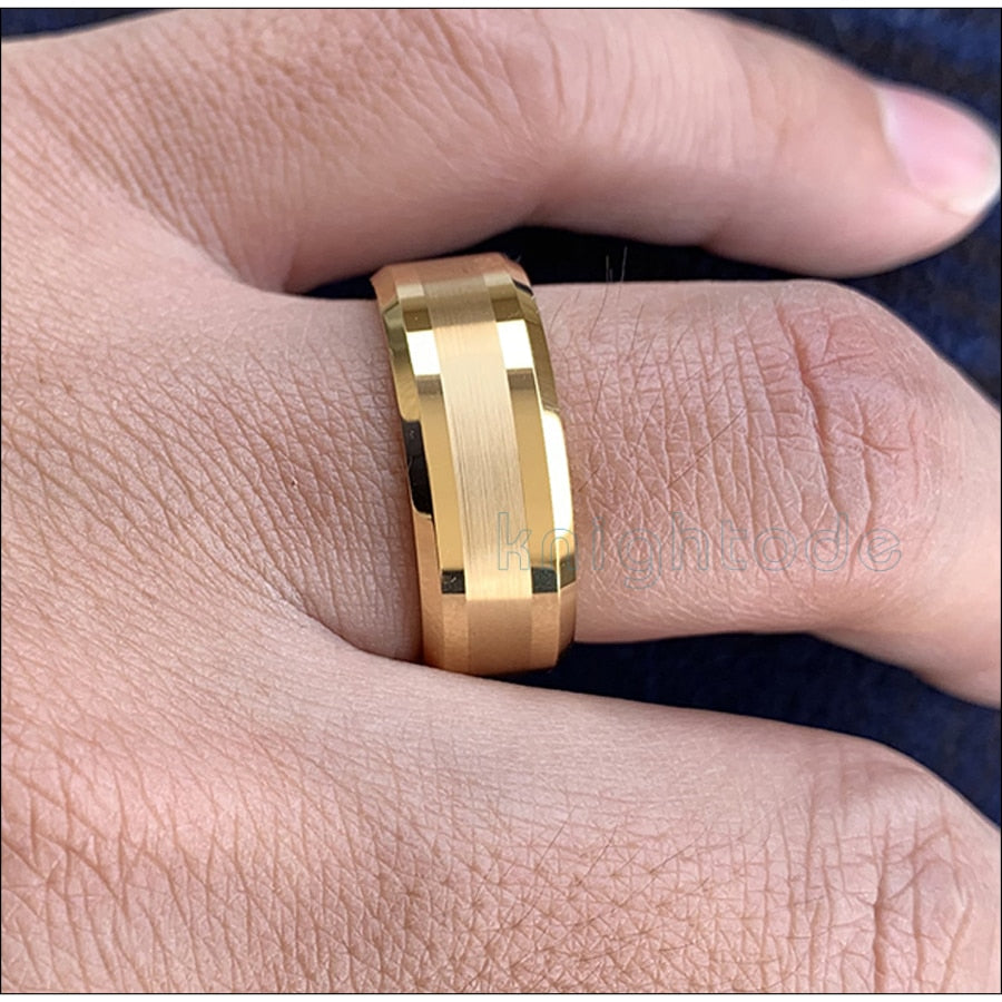 Gold Tungsten Carbide Wedding Band For Men Women